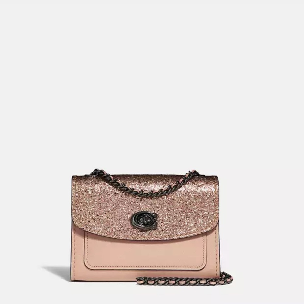 Coach Glittery Pink Chain Strap Bag